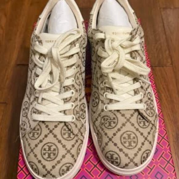 Tory Burch Monogram Hazel/New Ivory Howell Jacquard/C tennis shoes Style 81249 - Picture 1 of 8